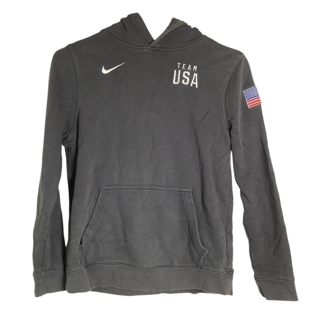 Nike Women's Large Gray Team USA Club Fleece Pullover Hoodie Athleisure Q6-32